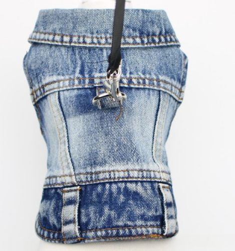 Traction Denim Vest Two-leg Clothing Small Dog Vest Pet Clothes