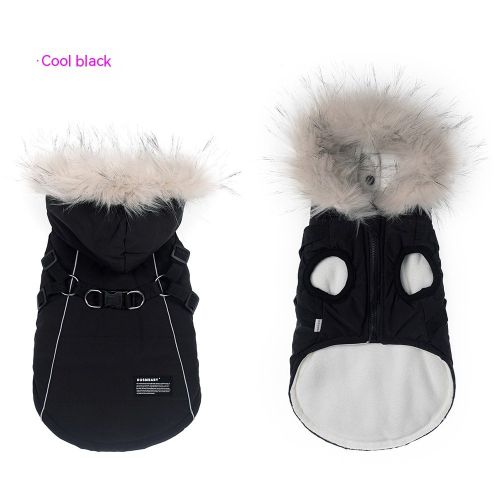 Pet Autumn And Winter Fleece-lined Thickened Dog Clothes Raincoat Strap Traction